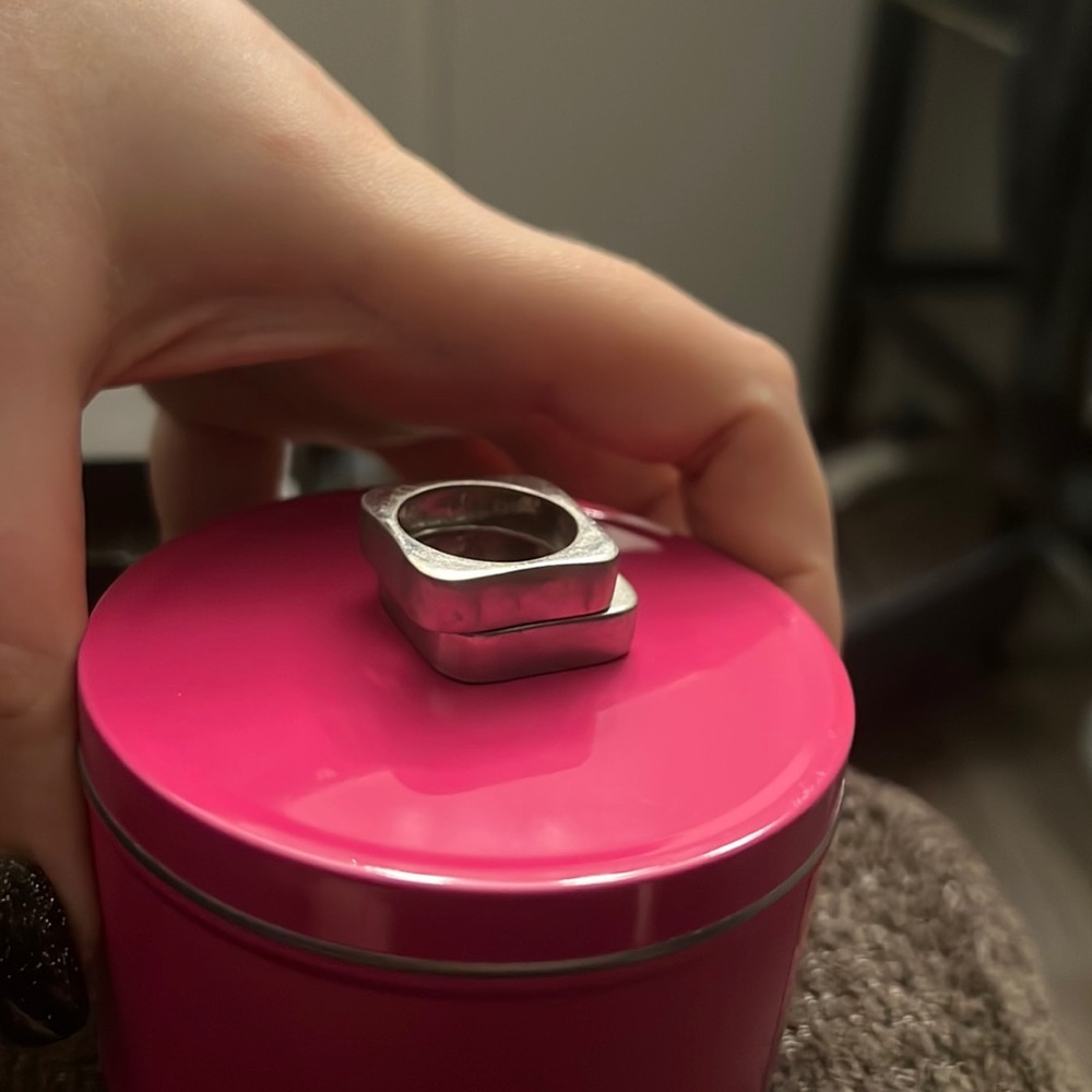 Silver rounded square rings